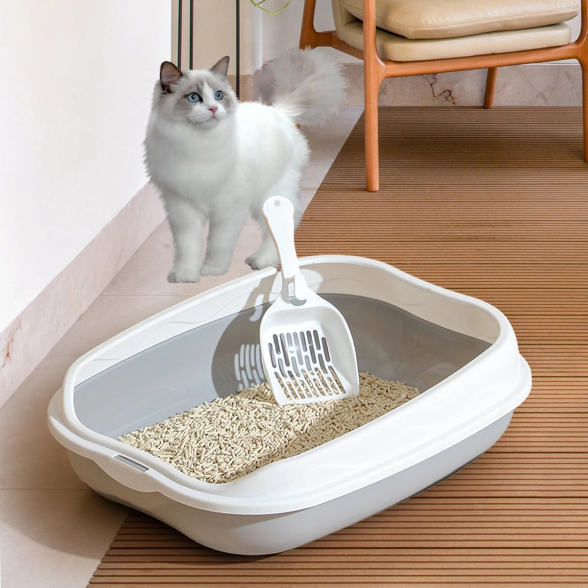 Semi - enclosed Litter Box Spatter - proof Cat Toilet Large Kitten Cleaning Supplies Large Cat Poop Bowl Pet Bupplies - Lily.sg Global Shopping