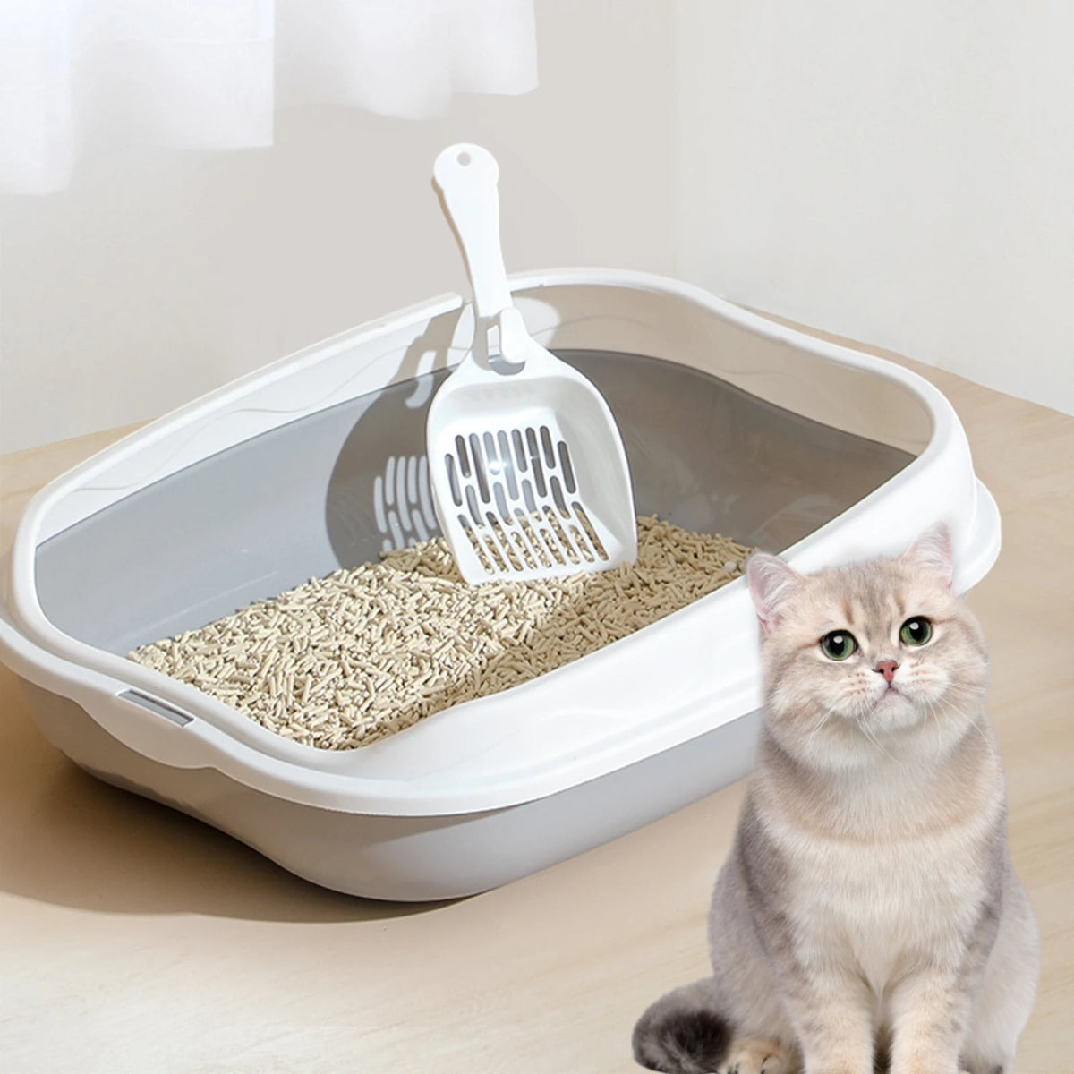 Semi - enclosed Litter Box Spatter - proof Cat Toilet Large Kitten Cleaning Supplies Large Cat Poop Bowl Pet Bupplies - Lily.sg Global Shopping