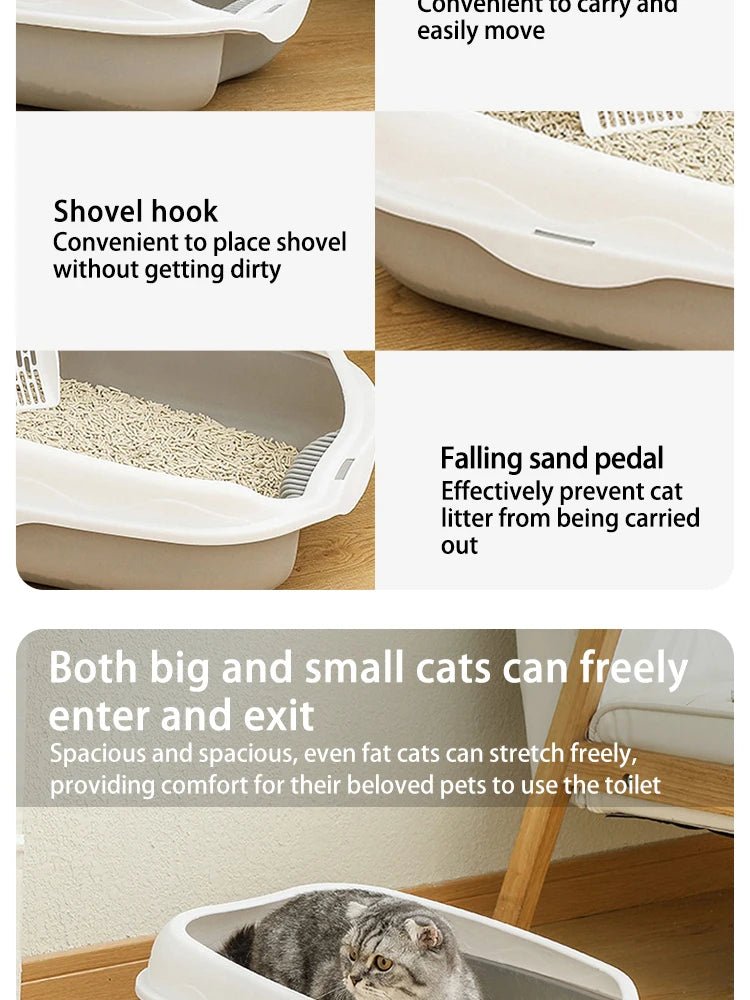 Semi - enclosed Litter Box Spatter - proof Cat Toilet Large Kitten Cleaning Supplies Large Cat Poop Bowl Pet Bupplies - Lily.sg Global Shopping