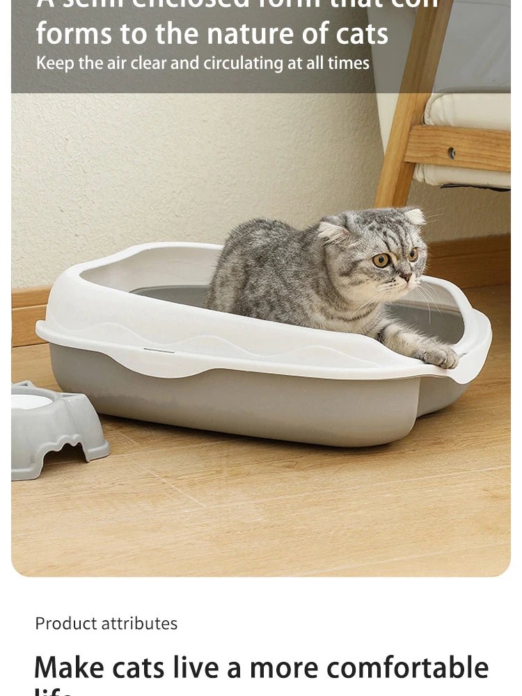 Semi - enclosed Litter Box Spatter - proof Cat Toilet Large Kitten Cleaning Supplies Large Cat Poop Bowl Pet Bupplies - Lily.sg Global Shopping