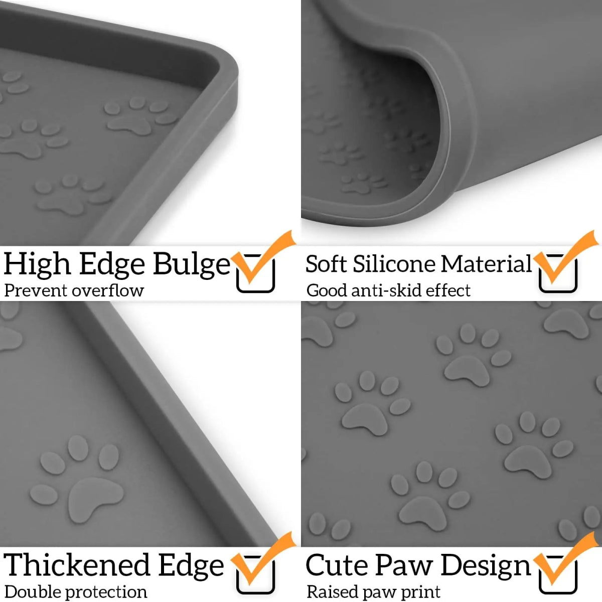 Silicone Paw Print Dog Feeding Mat, Anti - Overflow Raised Edge Pet Placemat for Dog Food and Water Bowl - Lily.sg Global Shopping