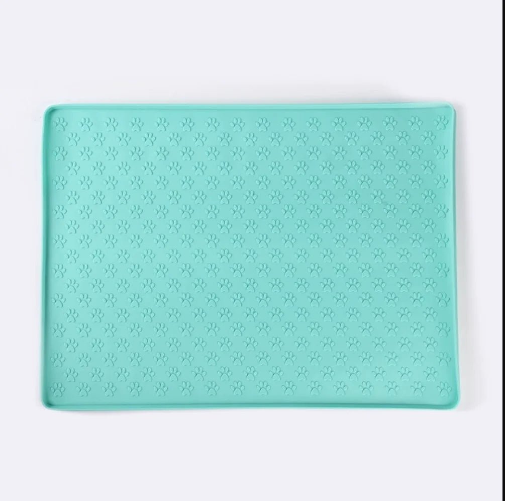 Silicone Paw Print Dog Feeding Mat, Anti - Overflow Raised Edge Pet Placemat for Dog Food and Water Bowl - Lily.sg Global Shopping