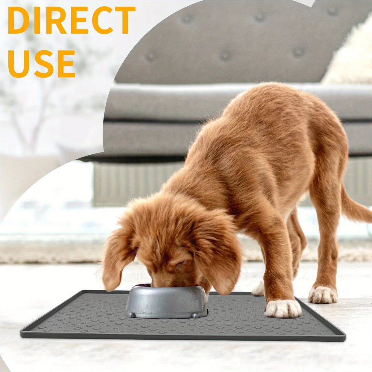 Silicone Paw Print Dog Feeding Mat, Anti - Overflow Raised Edge Pet Placemat for Dog Food and Water Bowl - Lily.sg Global Shopping