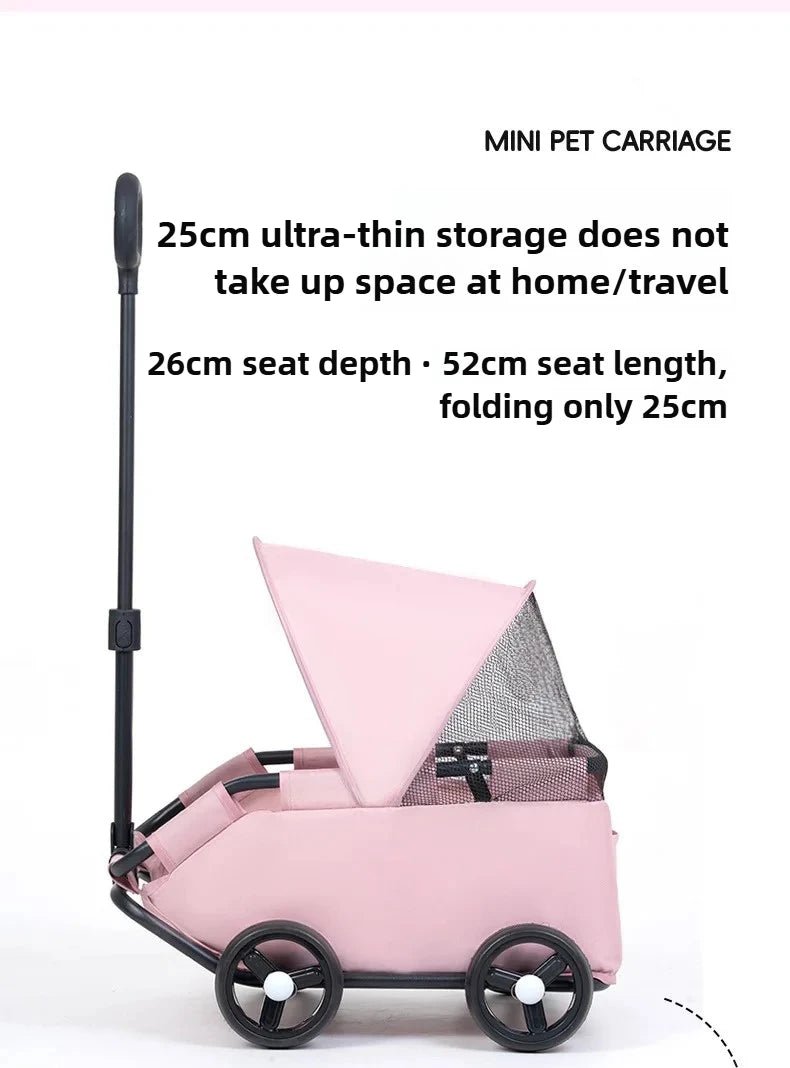 Small Pet Dog Cat Cart Trolley Outdoor Small Pet Cart Oxford Lightweight Foldable with Sunshade Travel Pet Strollers Trolley - Lily.sg Global Shopping