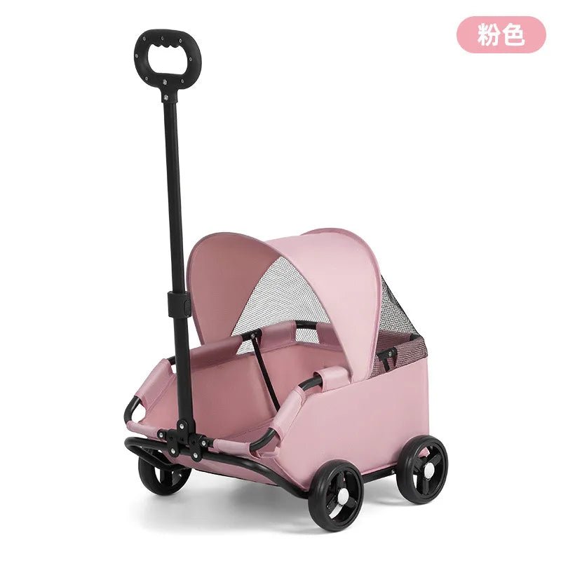 Small Pet Dog Cat Cart Trolley Outdoor Small Pet Cart Oxford Lightweight Foldable with Sunshade Travel Pet Strollers Trolley - Lily.sg Global Shopping