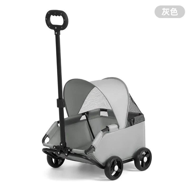 Small Pet Dog Cat Cart Trolley Outdoor Small Pet Cart Oxford Lightweight Foldable with Sunshade Travel Pet Strollers Trolley - Lily.sg Global Shopping