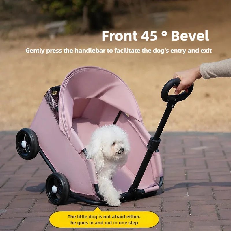 Small Pet Dog Cat Cart Trolley Outdoor Small Pet Cart Oxford Lightweight Foldable with Sunshade Travel Pet Strollers Trolley - Lily.sg Global Shopping