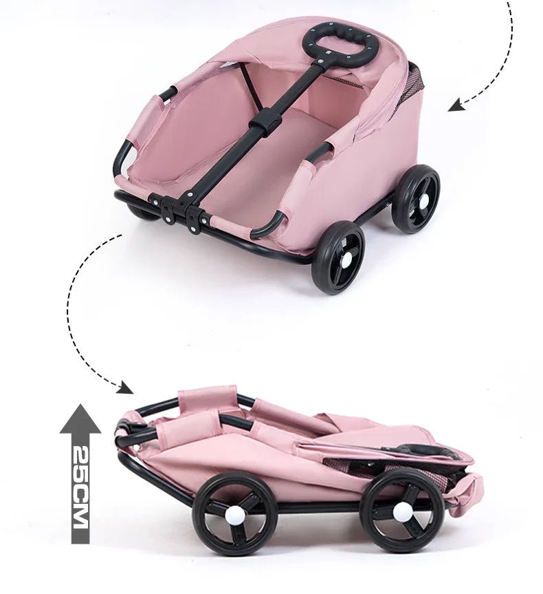 Small Pet Dog Cat Cart Trolley Outdoor Small Pet Cart Oxford Lightweight Foldable with Sunshade Travel Pet Strollers Trolley - Lily.sg Global Shopping