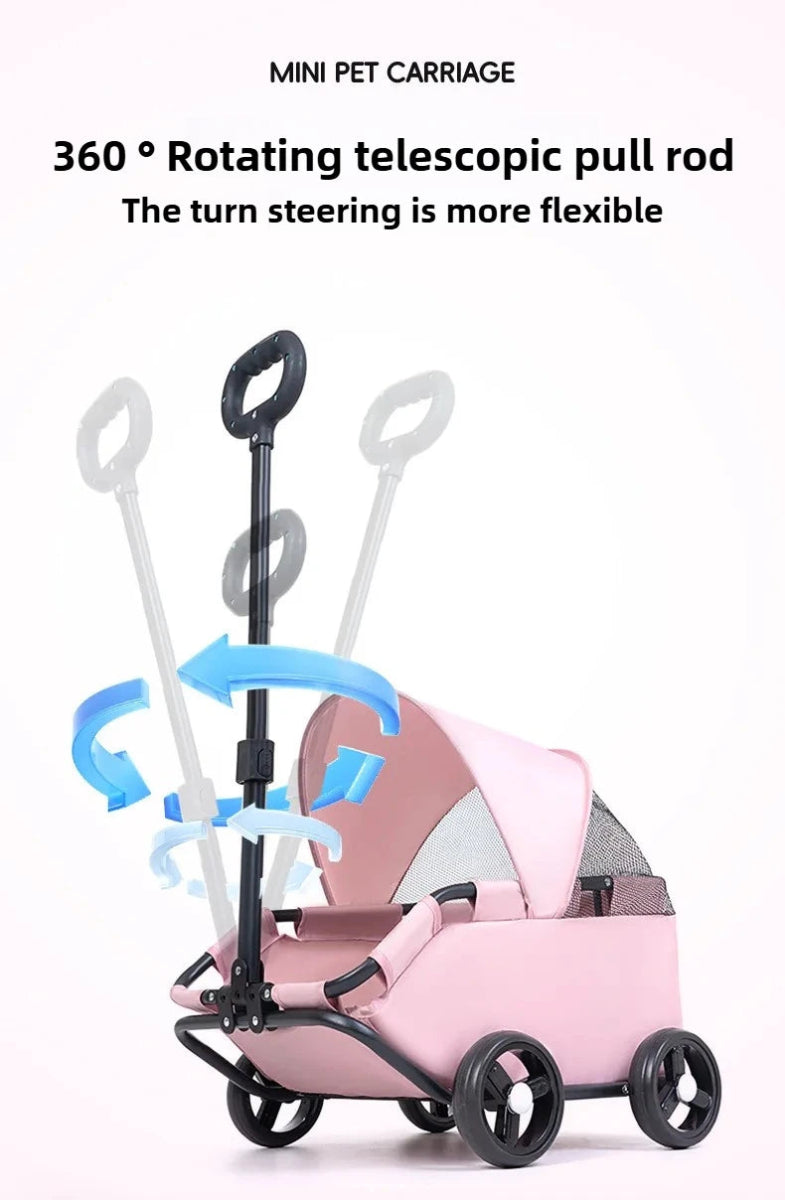 Small Pet Dog Cat Cart Trolley Outdoor Small Pet Cart Oxford Lightweight Foldable with Sunshade Travel Pet Strollers Trolley - Lily.sg Global Shopping
