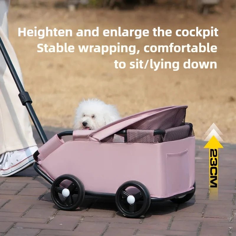 Small Pet Dog Cat Cart Trolley Outdoor Small Pet Cart Oxford Lightweight Foldable with Sunshade Travel Pet Strollers Trolley - Lily.sg Global Shopping