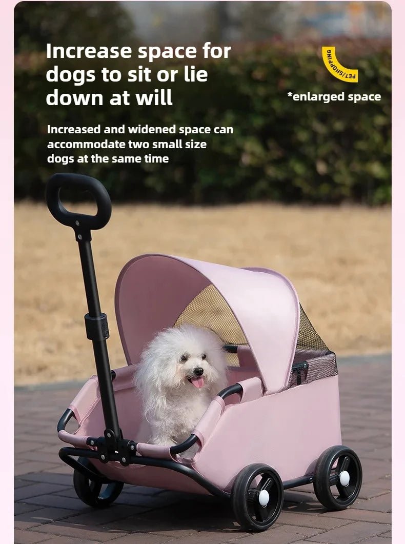 Small Pet Dog Cat Cart Trolley Outdoor Small Pet Cart Oxford Lightweight Foldable with Sunshade Travel Pet Strollers Trolley - Lily.sg Global Shopping