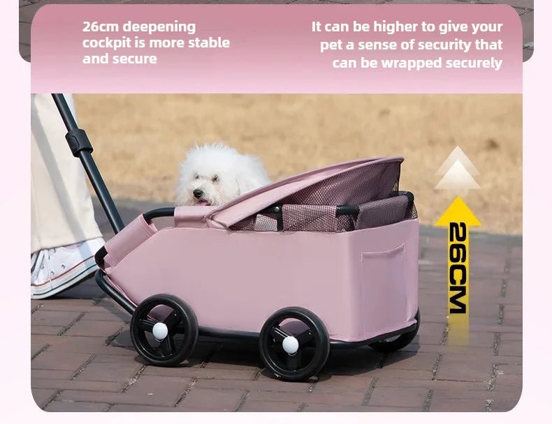 Small Pet Dog Cat Cart Trolley Outdoor Small Pet Cart Oxford Lightweight Foldable with Sunshade Travel Pet Strollers Trolley - Lily.sg Global Shopping