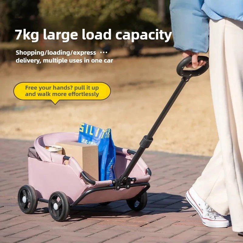 Small Pet Dog Cat Cart Trolley Outdoor Small Pet Cart Oxford Lightweight Foldable with Sunshade Travel Pet Strollers Trolley - Lily.sg Global Shopping