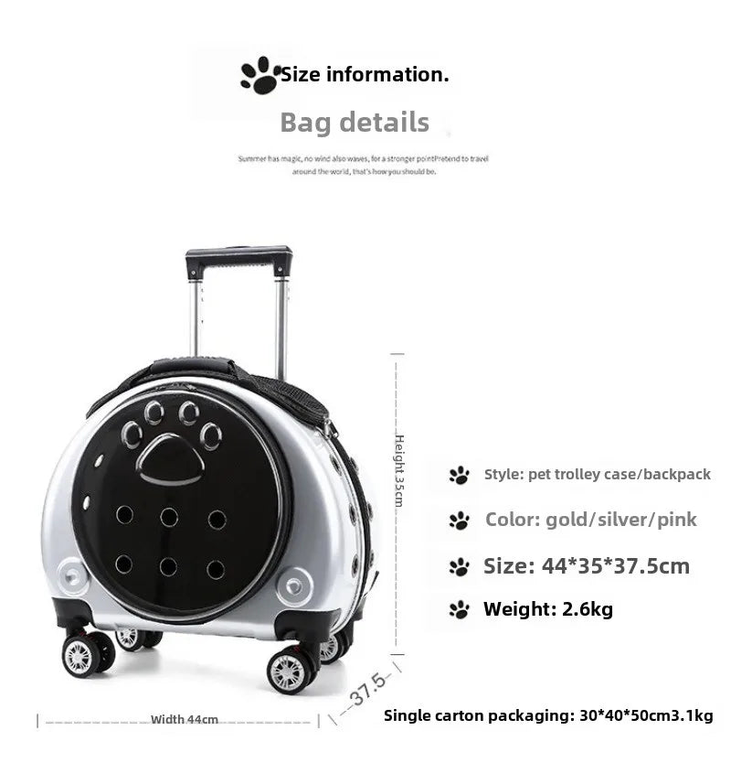 Small Pet Trolley Clear Shoulder Cat Bag Pack Breathable Crate for Journey Outside Portable Pet Products Supplies Carriers - Lily.sg Global Shopping