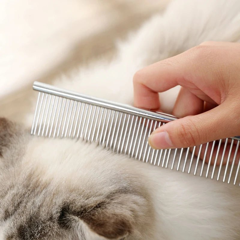 Stainless Steel Dog Comb Long Thick Hair Fur Removal Brush 16/19cm Pets Dog Cat Grooming Dematting Combs for Shaggy Dogs - Lily.sg Global Shopping