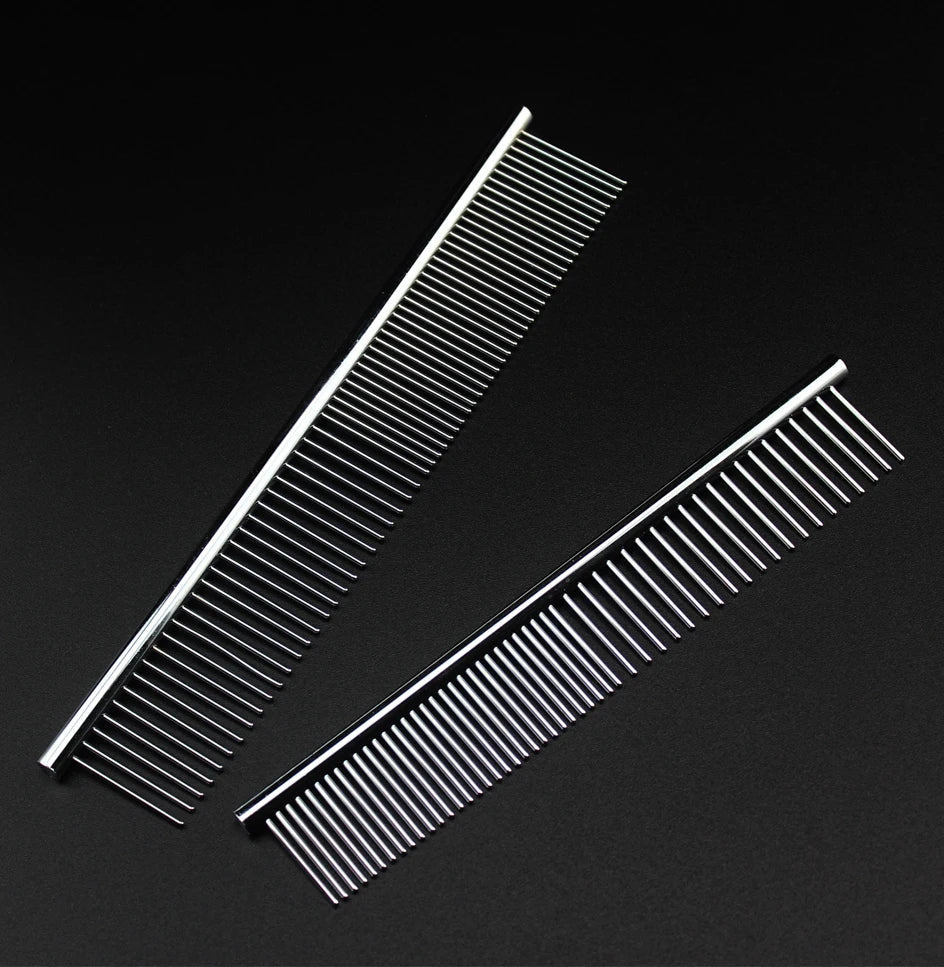 Stainless Steel Dog Comb Long Thick Hair Fur Removal Brush 16/19cm Pets Dog Cat Grooming Dematting Combs for Shaggy Dogs - Lily.sg Global Shopping