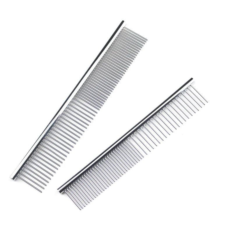 Stainless Steel Dog Comb Long Thick Hair Fur Removal Brush 16/19cm Pets Dog Cat Grooming Dematting Combs for Shaggy Dogs - Lily.sg Global Shopping