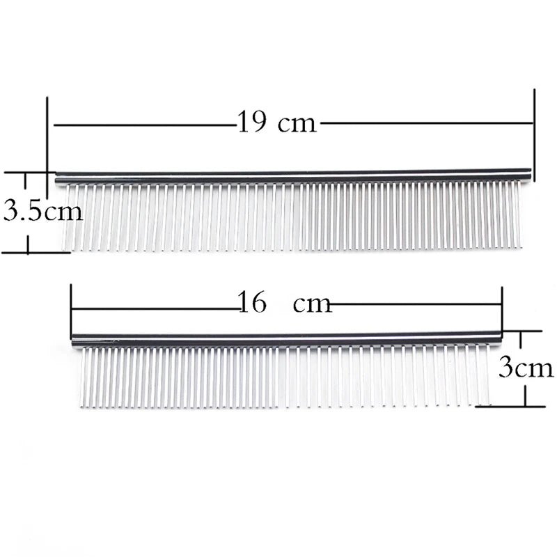 Stainless Steel Dog Comb Long Thick Hair Fur Removal Brush 16/19cm Pets Dog Cat Grooming Dematting Combs for Shaggy Dogs - Lily.sg Global Shopping