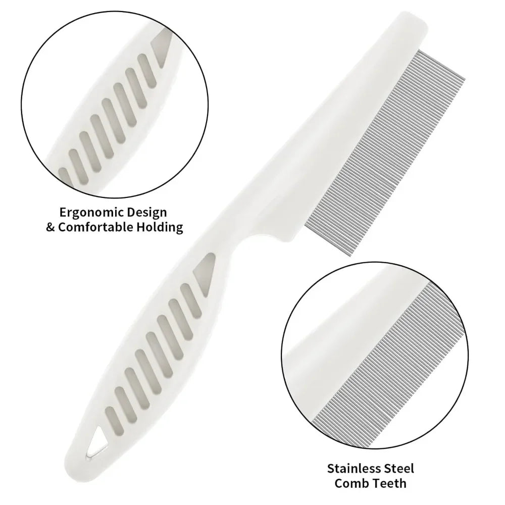 Stainless Steel Fine Tooth Comb Puppy Cat Hair Grooming Brush Dog Flea Louse Shedding Tools Cat Dog Bath Cleaning Supplies - Lily.sg Global Shopping
