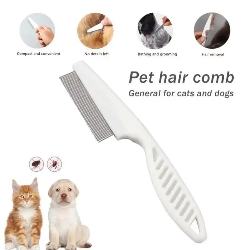 Stainless Steel Fine Tooth Comb Puppy Cat Hair Grooming Brush Dog Flea Louse Shedding Tools Cat Dog Bath Cleaning Supplies - Lily.sg Global Shopping