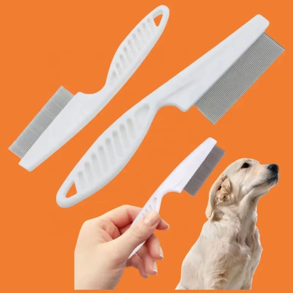 Stainless Steel Fine Tooth Comb Puppy Cat Hair Grooming Brush Dog Flea Louse Shedding Tools Cat Dog Bath Cleaning Supplies - Lily.sg Global Shopping