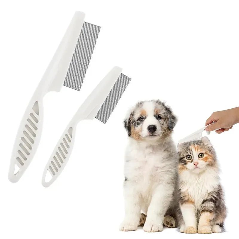 Stainless Steel Fine Tooth Comb Puppy Cat Hair Grooming Brush Dog Flea Louse Shedding Tools Cat Dog Bath Cleaning Supplies - Lily.sg Global Shopping
