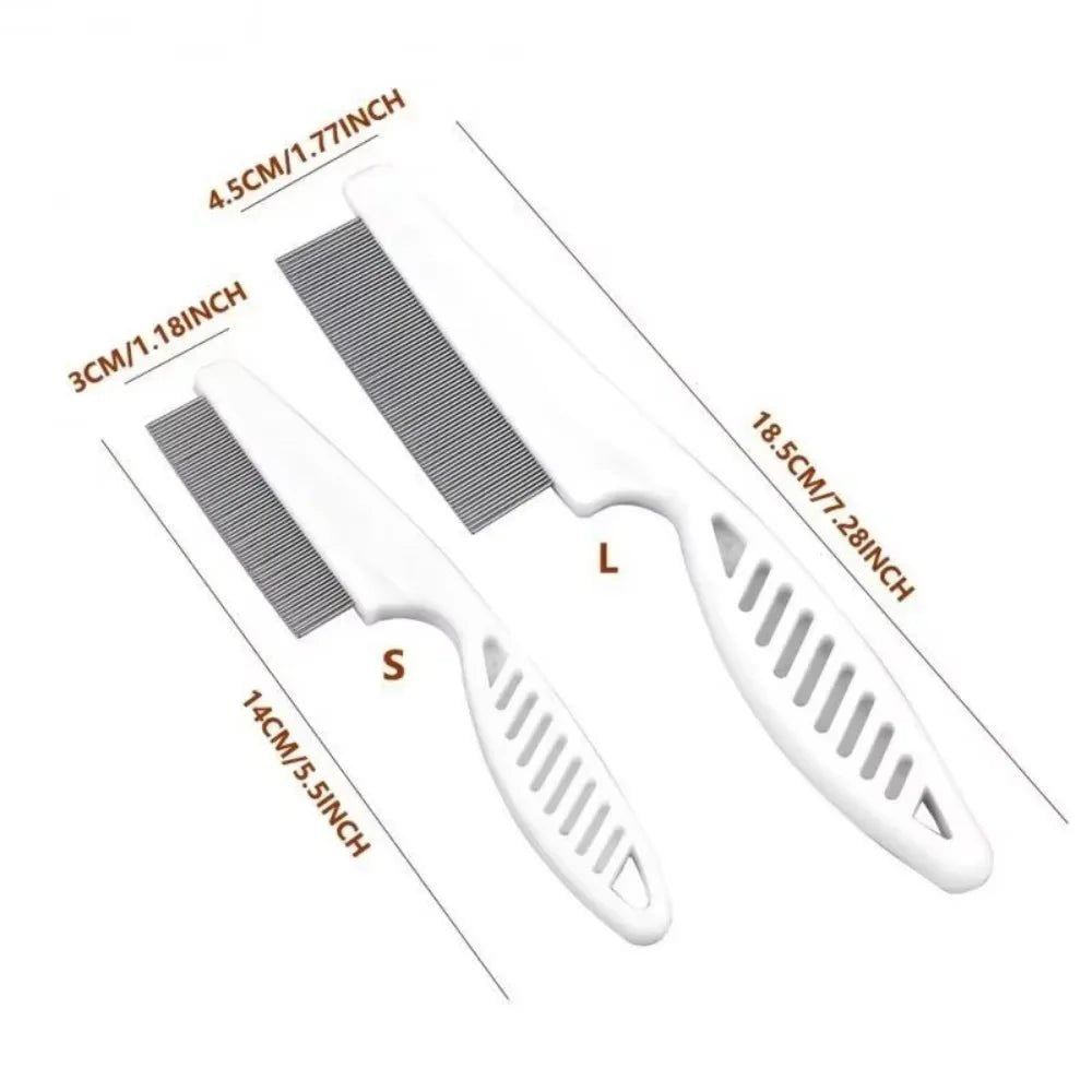 Stainless Steel Fine Tooth Comb Puppy Cat Hair Grooming Brush Dog Flea Louse Shedding Tools Cat Dog Bath Cleaning Supplies - Lily.sg Global Shopping