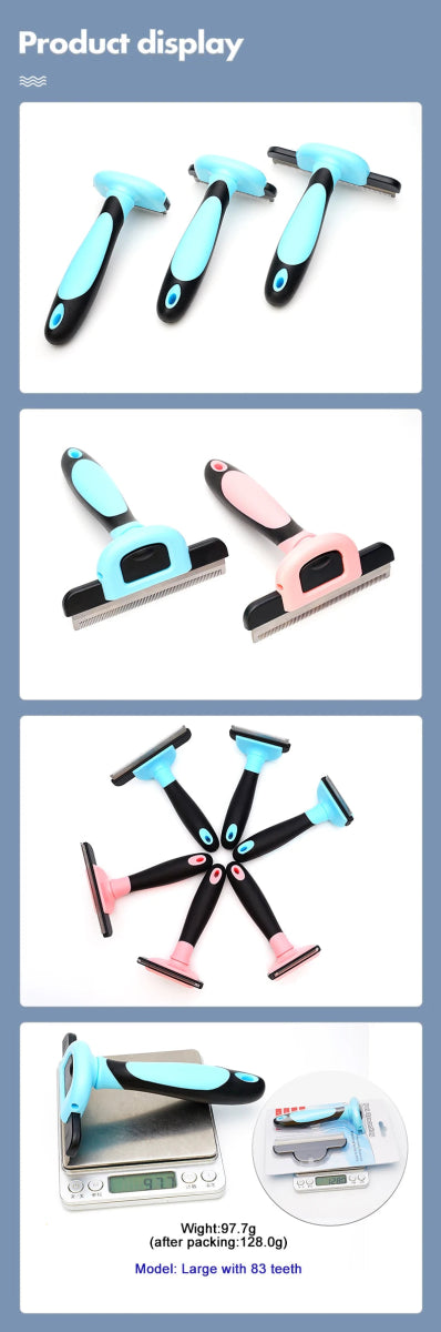 Stainless Steel Pet Dematting Comb for Dogs & Cats - Deshedding Undercoat Rake Brush with Dense Teeth - Professional Grooming To - Lily.sg Global Shopping