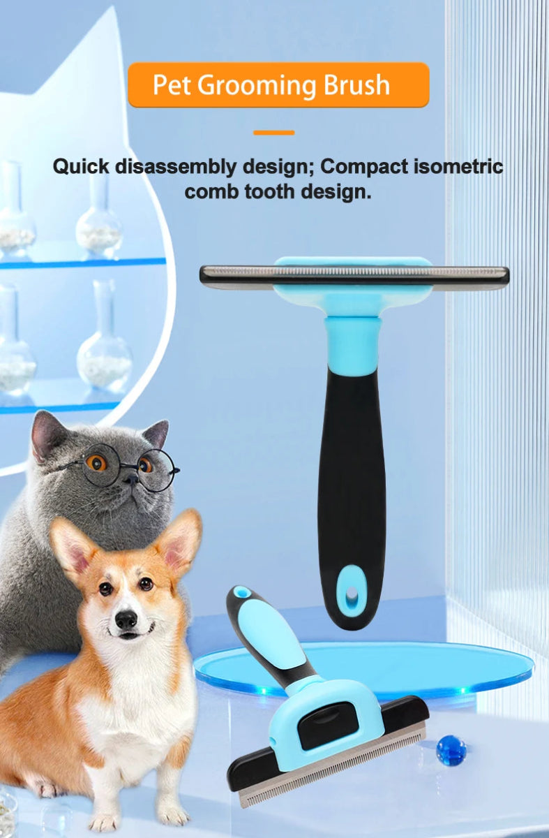Stainless Steel Pet Dematting Comb for Dogs & Cats - Deshedding Undercoat Rake Brush with Dense Teeth - Professional Grooming To - Lily.sg Global Shopping