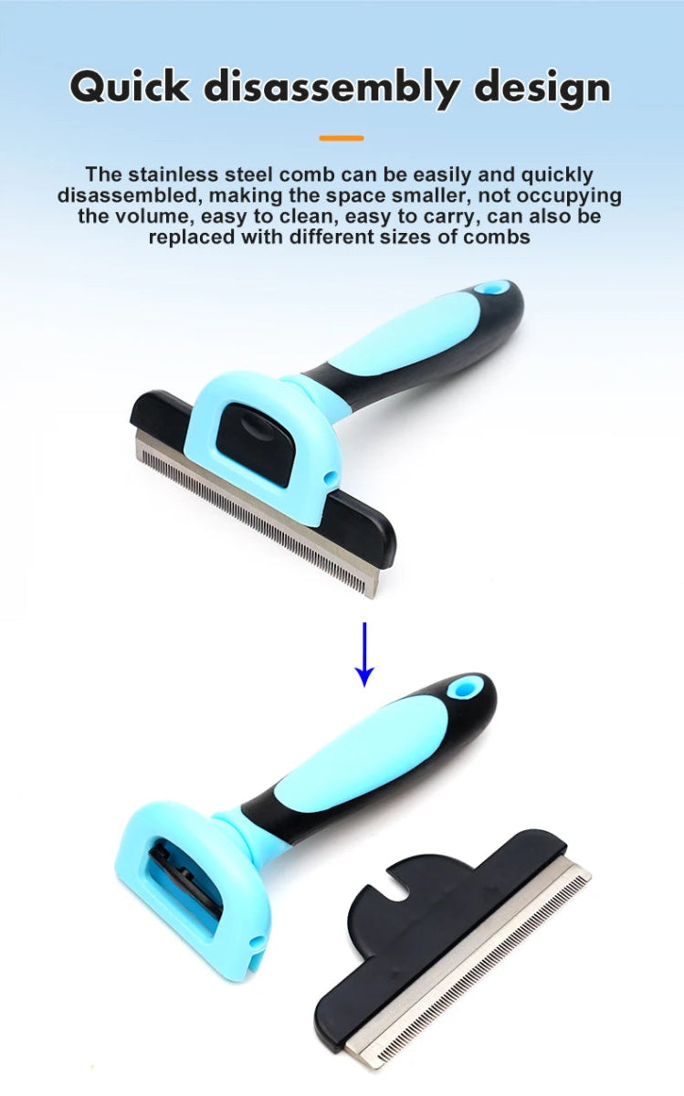Stainless Steel Pet Dematting Comb for Dogs & Cats - Deshedding Undercoat Rake Brush with Dense Teeth - Professional Grooming To - Lily.sg Global Shopping