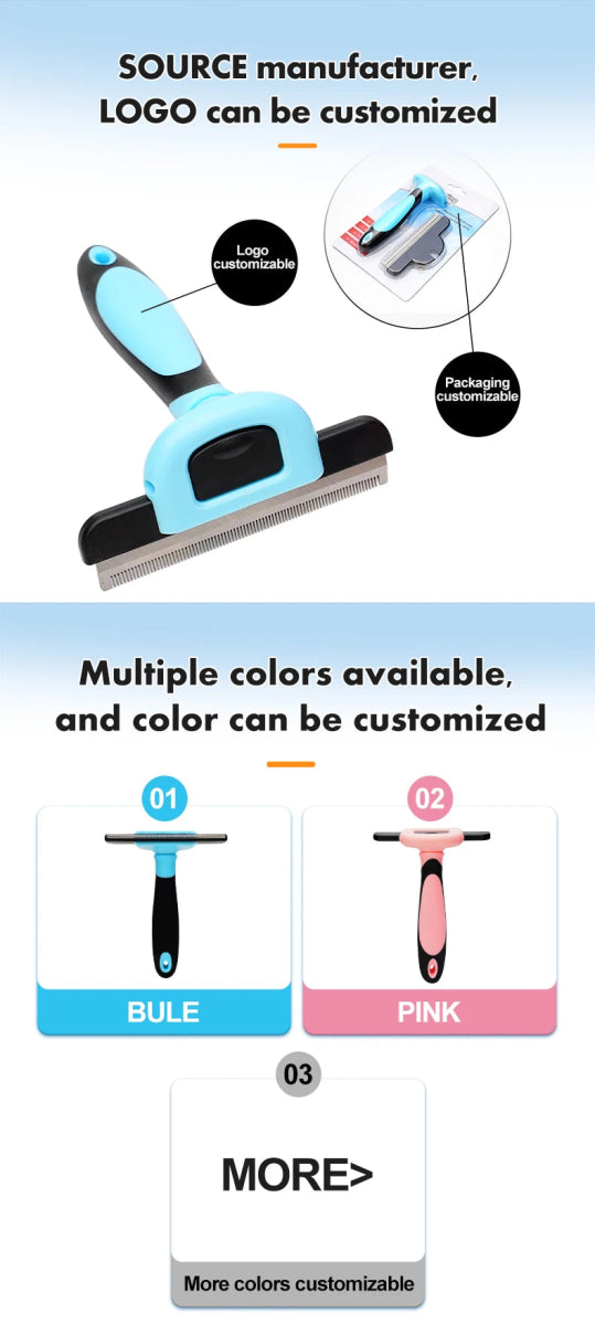 Stainless Steel Pet Dematting Comb for Dogs & Cats - Deshedding Undercoat Rake Brush with Dense Teeth - Professional Grooming To - Lily.sg Global Shopping