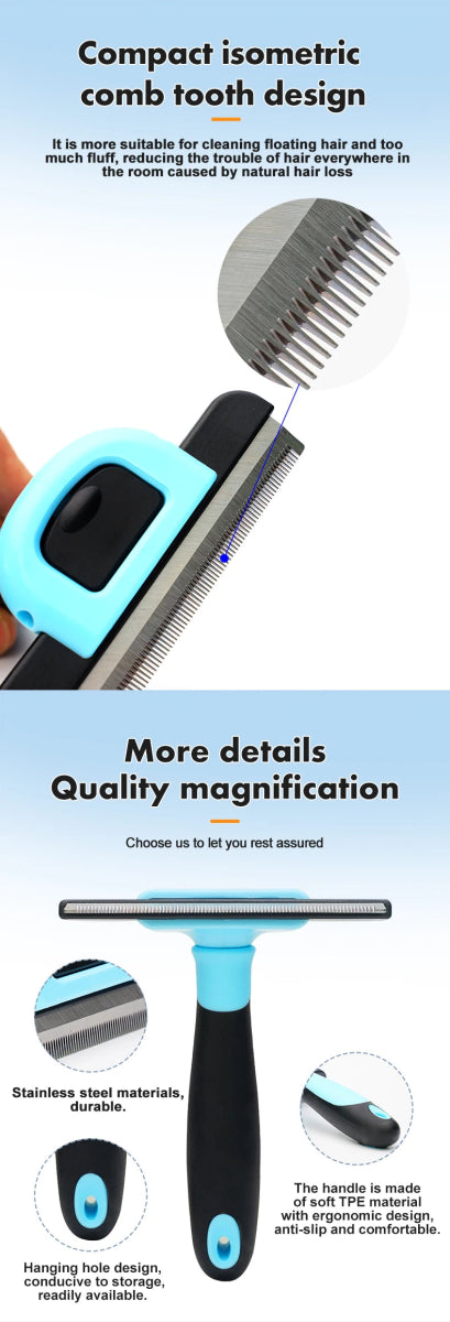 Stainless Steel Pet Dematting Comb for Dogs & Cats - Deshedding Undercoat Rake Brush with Dense Teeth - Professional Grooming To - Lily.sg Global Shopping