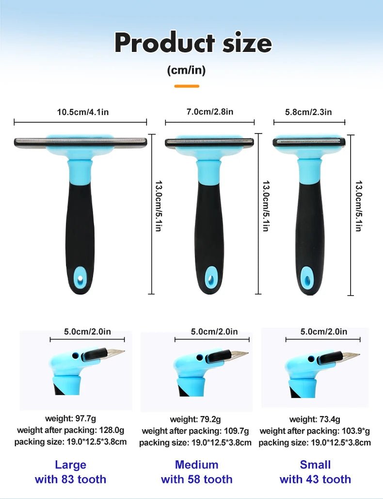 Stainless Steel Pet Dematting Comb for Dogs & Cats - Deshedding Undercoat Rake Brush with Dense Teeth - Professional Grooming To - Lily.sg Global Shopping