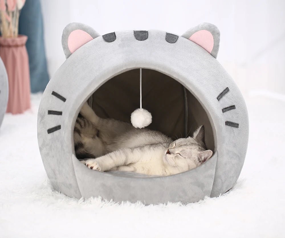 Super Cat Bed Warm Pet House Kitten Cave Cushion Cat House Warm Sleeping Dog Basket Tent Small Dog Mat Supplies Bed For Cats - Lily.sg Global Shopping
