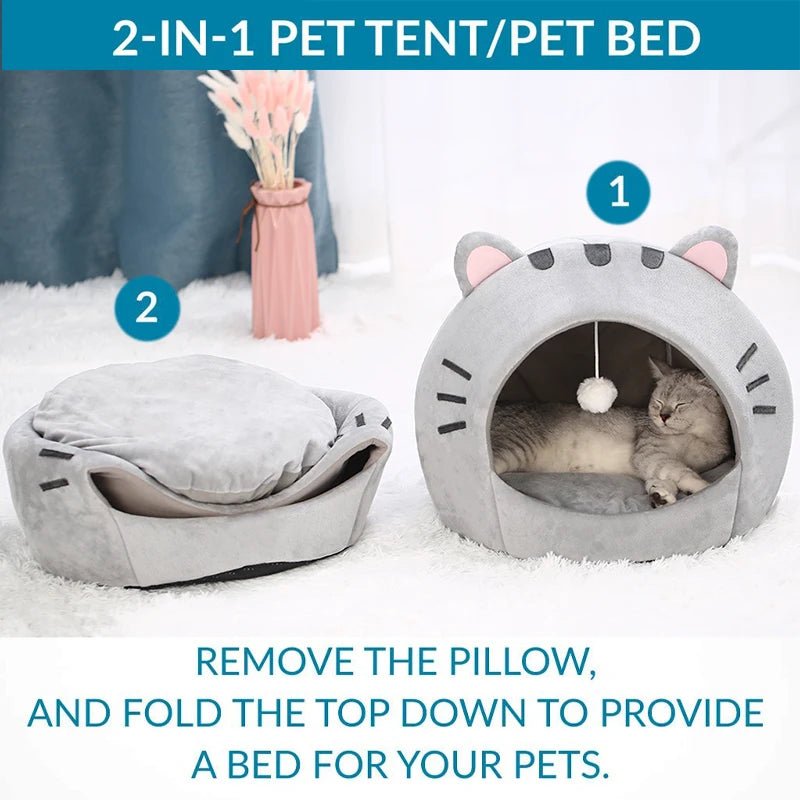 Super Cat Bed Warm Pet House Kitten Cave Cushion Cat House Warm Sleeping Dog Basket Tent Small Dog Mat Supplies Bed For Cats - Lily.sg Global Shopping
