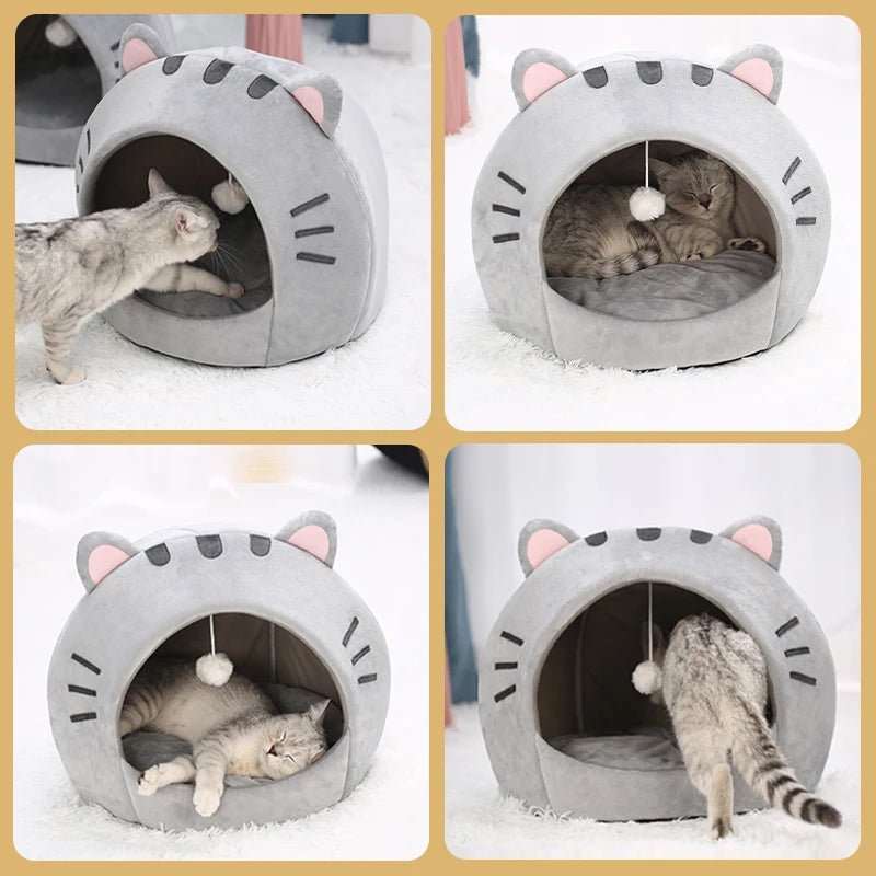 Super Cat Bed Warm Pet House Kitten Cave Cushion Cat House Warm Sleeping Dog Basket Tent Small Dog Mat Supplies Bed For Cats - Lily.sg Global Shopping