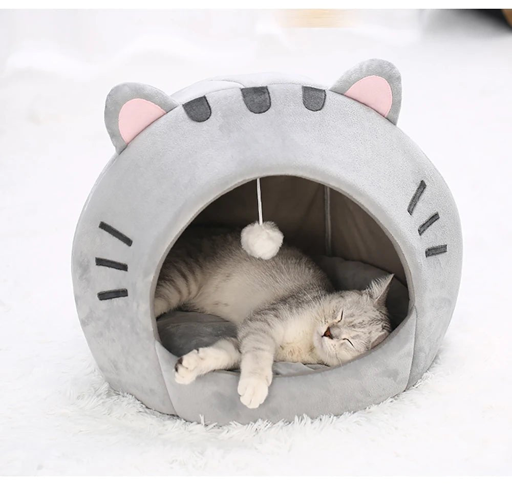 Super Cat Bed Warm Pet House Kitten Cave Cushion Cat House Warm Sleeping Dog Basket Tent Small Dog Mat Supplies Bed For Cats - Lily.sg Global Shopping