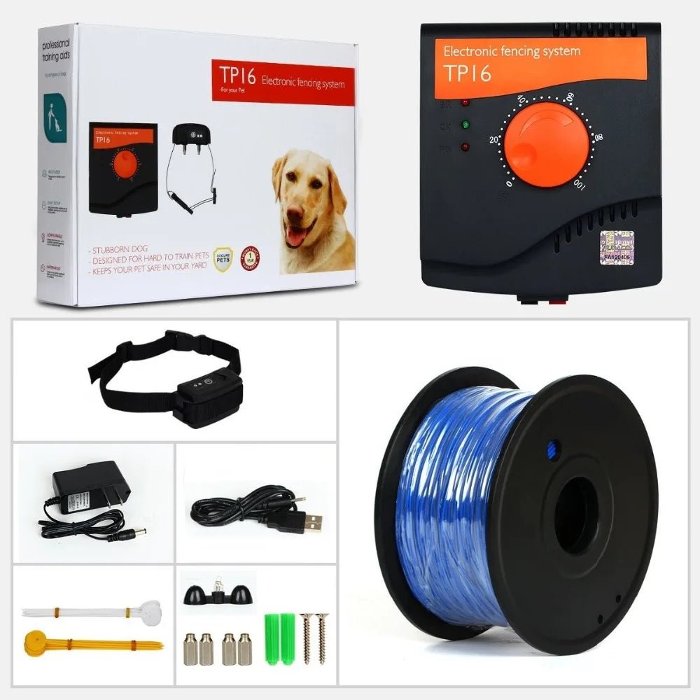 TP16 Pet Dog Electric Fence, Rechargeable Waterproof, 6 Level, Dog Wired Fence Containment, Pet Training Collar, Anti Run Away - Lily.sg Global Shopping