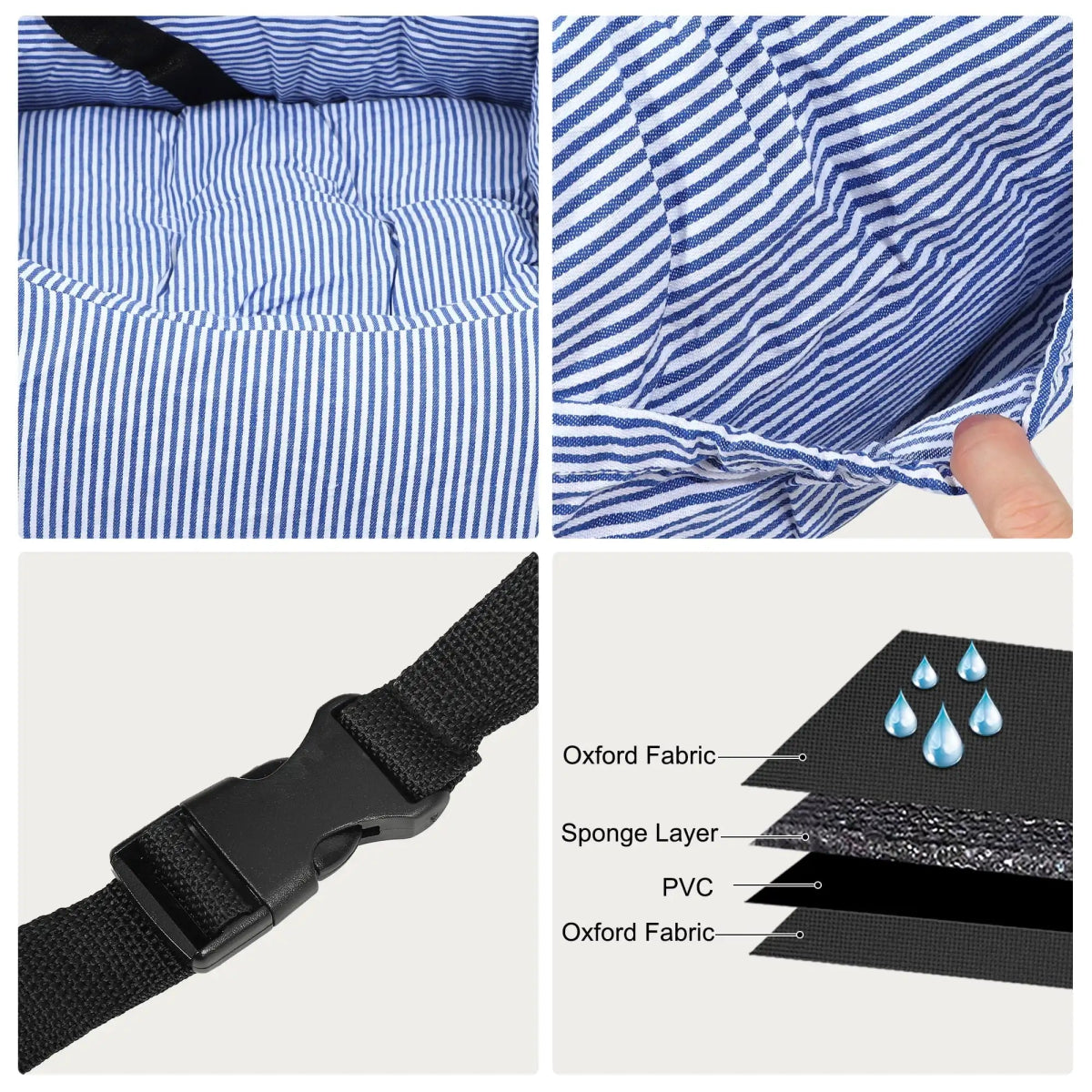 Unique Stripe Dog Car Seat with Straps Soft Dog Booster Seat for Small Medium Large Dogs and Cats Pet Carrier Bag - Lily.sg Global Shopping