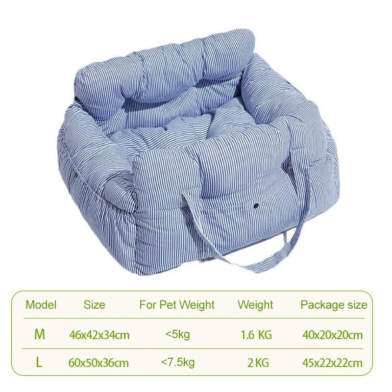 Unique Stripe Dog Car Seat with Straps Soft Dog Booster Seat for Small Medium Large Dogs and Cats Pet Carrier Bag - Lily.sg Global Shopping