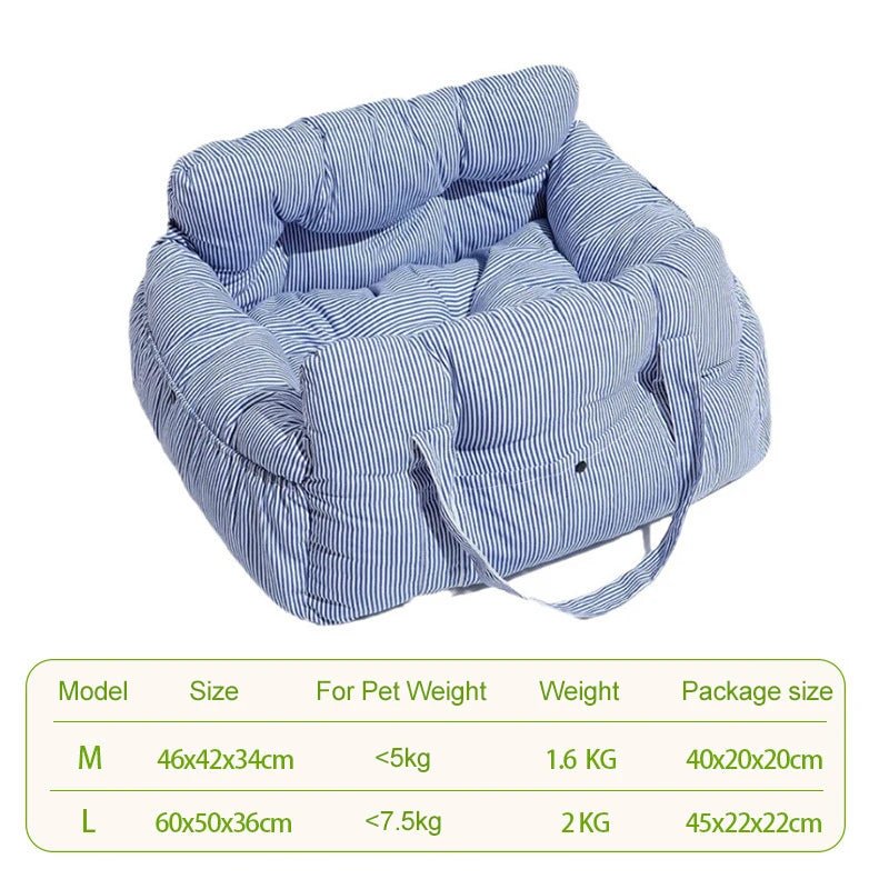 Unique Stripe Dog Car Seat with Straps Soft Dog Booster Seat for Small Medium Large Dogs and Cats Pet Carrier Bag - Lily.sg Global Shopping