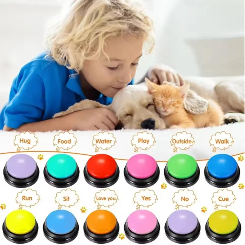 Voice Recording Button Pet Toys Dog Buttons for Communication Pet Training Buzzer Recordable Talking Button Intelligence Dog Toy - Lily.sg Global Shopping