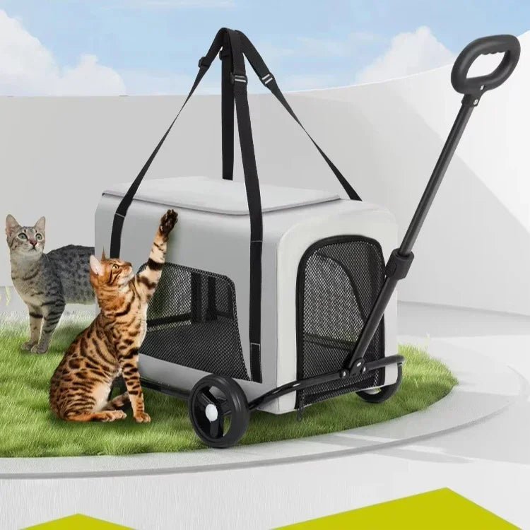 Wholesale Lightweight 4 - Wheel Pet Travel Trolley Detachable Dog Stroller Pet Carrier Bag for Cats and Dogs - Lily.sg Global Shopping