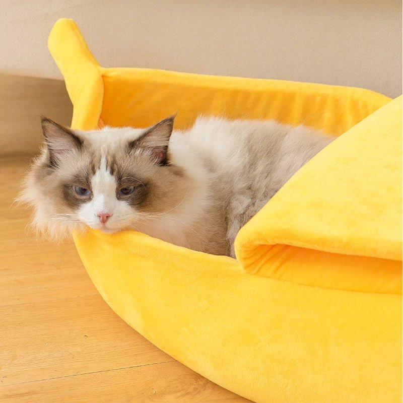 Winter Banana Cat Bed House Funny Cute Cozy Cat Mat Beds Warm Durable Portable Pet Basket Kennel Dog Cushion Cat Supplies winter - Lily.sg Global Shopping
