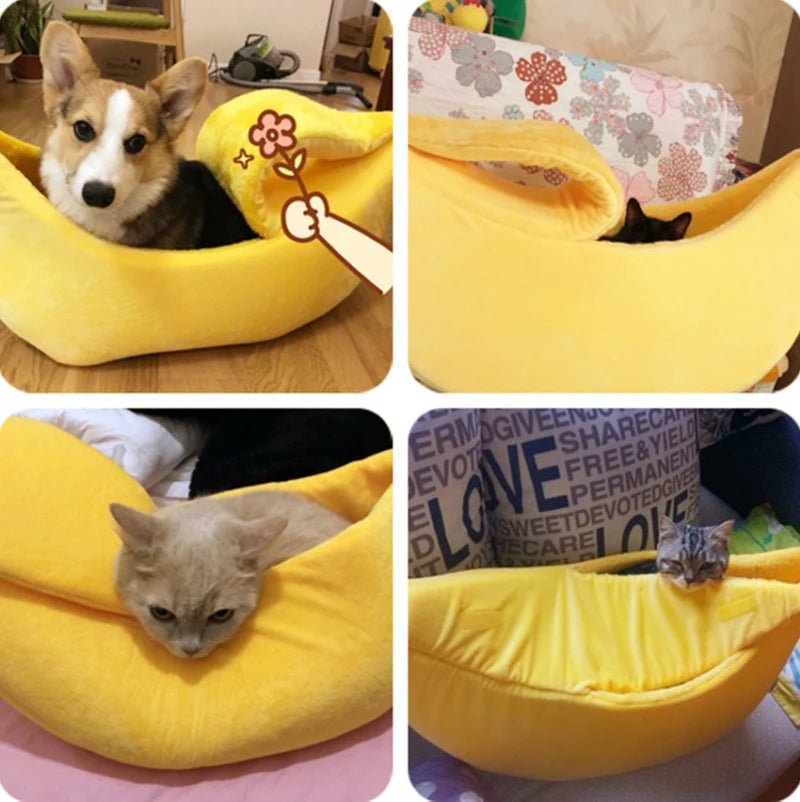 Winter Banana Cat Bed House Funny Cute Cozy Cat Mat Beds Warm Durable Portable Pet Basket Kennel Dog Cushion Cat Supplies winter - Lily.sg Global Shopping