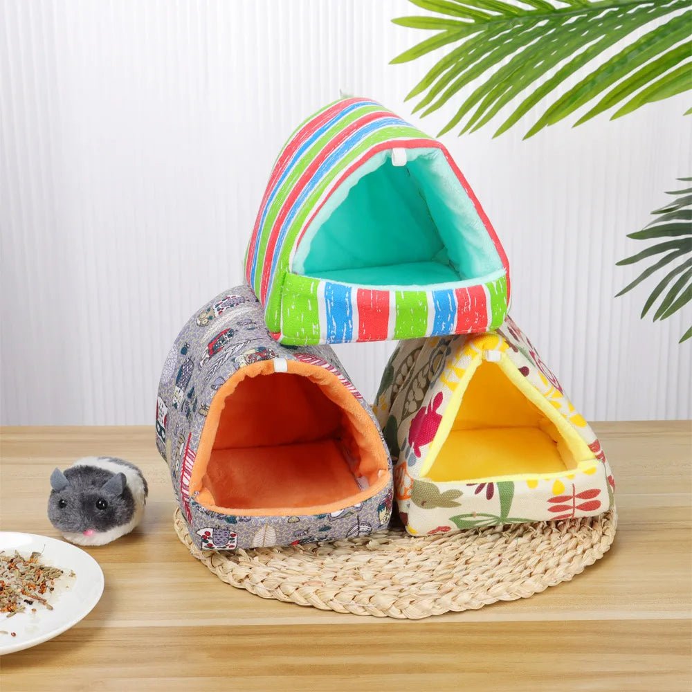 Winter Cute Cartoon Rabbit Squirrel Mini Cage Guinea Pig Nest Small Animal Mice Rat Pet Sleeping Bed Hamster House Warm Soft Mat - Lily.sg Global Shopping