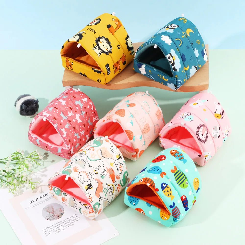 Winter Cute Cartoon Rabbit Squirrel Mini Cage Guinea Pig Nest Small Animal Mice Rat Pet Sleeping Bed Hamster House Warm Soft Mat - Lily.sg Global Shopping