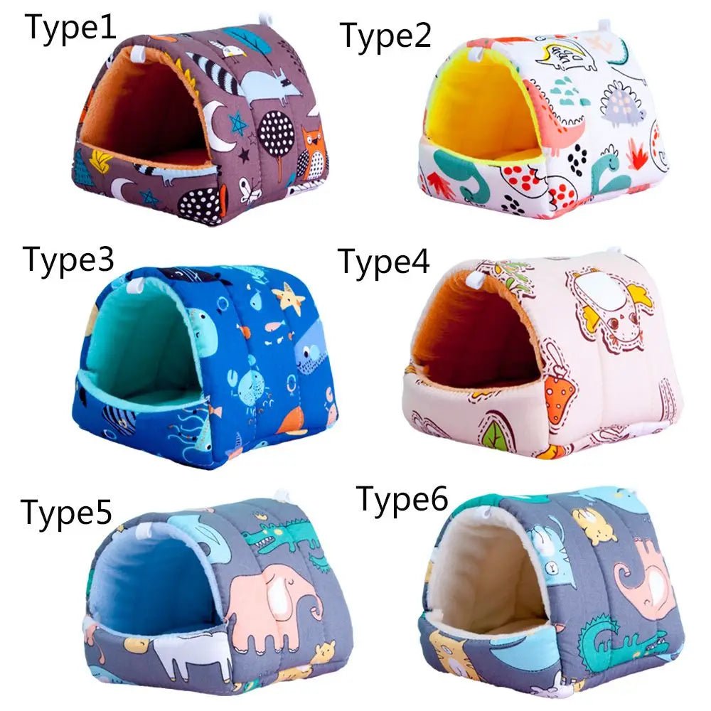 Winter Cute Cartoon Rabbit Squirrel Mini Cage Guinea Pig Nest Small Animal Mice Rat Pet Sleeping Bed Hamster House Warm Soft Mat - Lily.sg Global Shopping