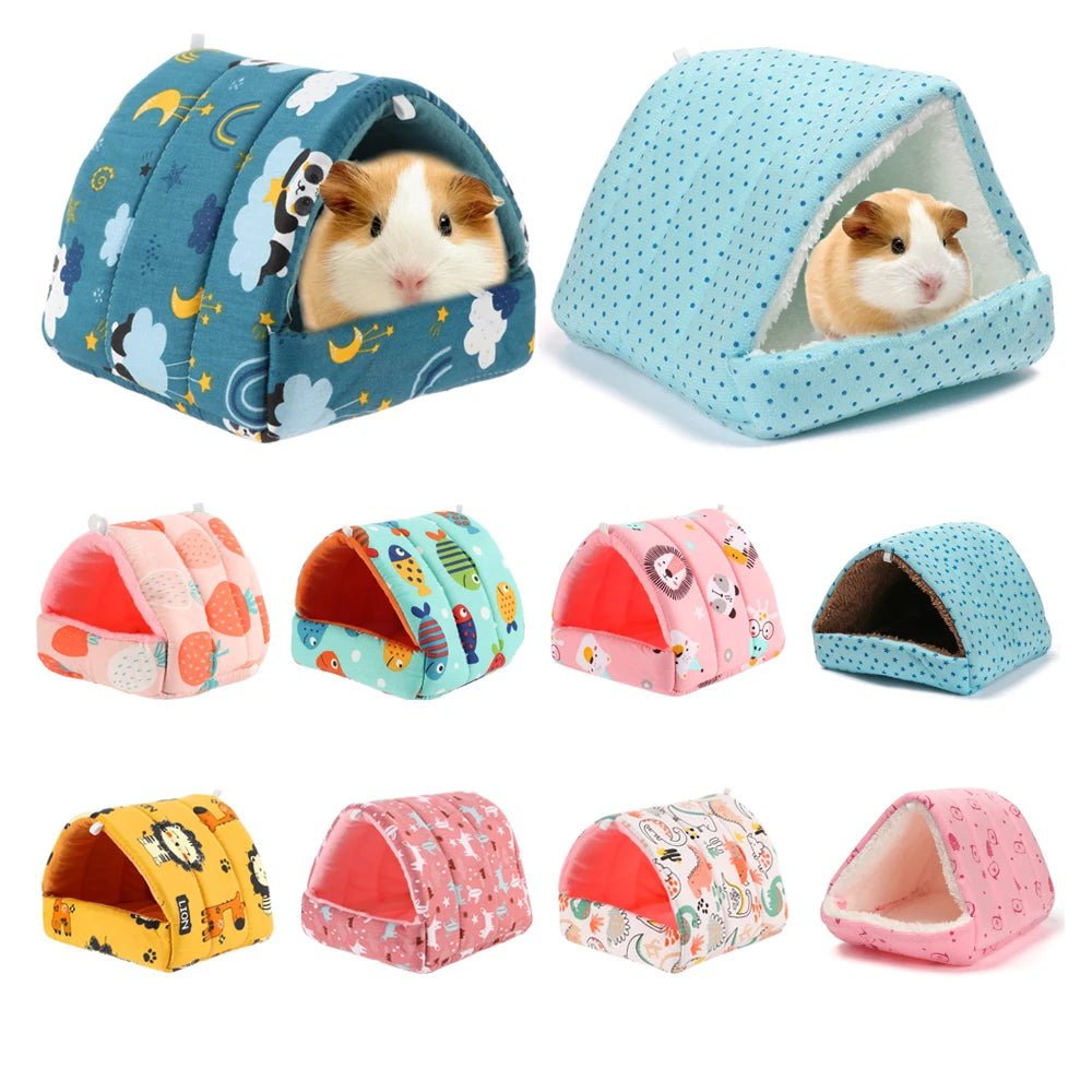 Winter Cute Cartoon Rabbit Squirrel Mini Cage Guinea Pig Nest Small Animal Mice Rat Pet Sleeping Bed Hamster House Warm Soft Mat - Lily.sg Global Shopping