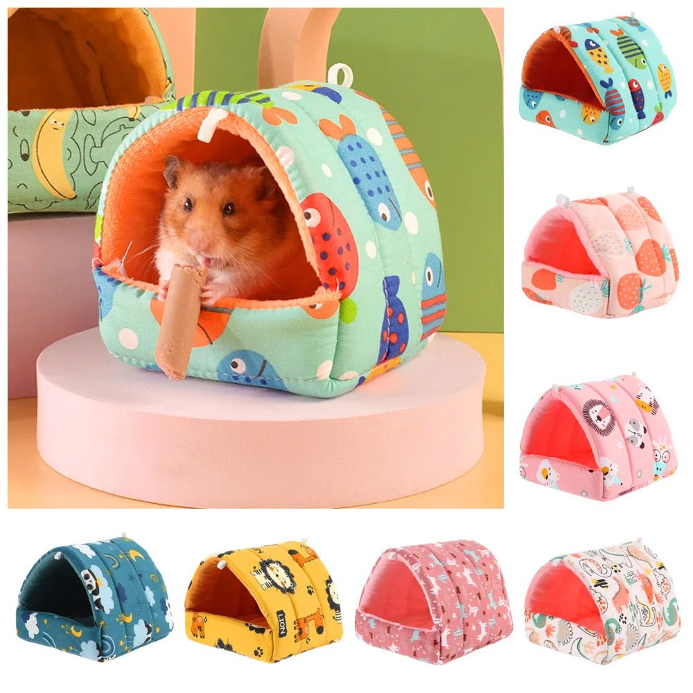 Winter Cute Cartoon Rabbit Squirrel Mini Cage Guinea Pig Nest Small Animal Mice Rat Pet Sleeping Bed Hamster House Warm Soft Mat - Lily.sg Global Shopping